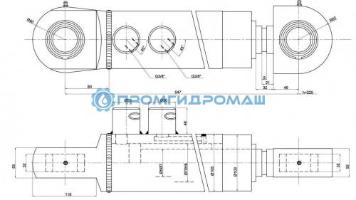 Гидроцилиндр грейфера Liebherr ЦГ-70.50х225S