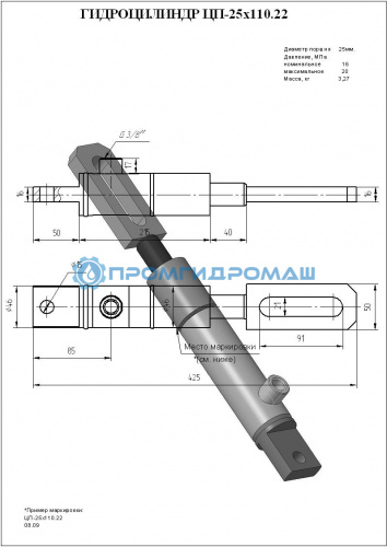 Гидроцилиндр ЦГ-25х110.22