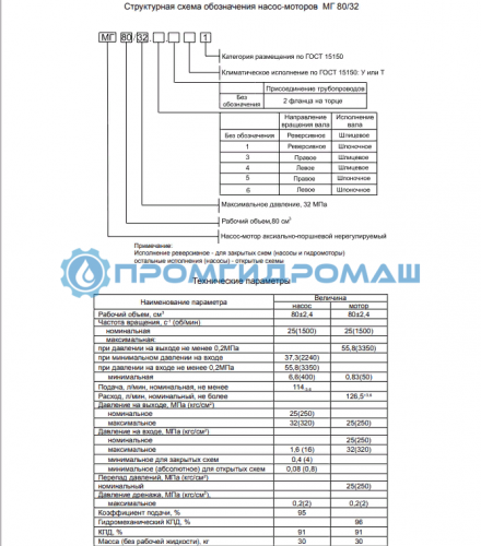 Гидронасос МГ 80/32.5 аксиально-поршневой (аналог 310.3.80.05.06, 310.4.80.05.06)