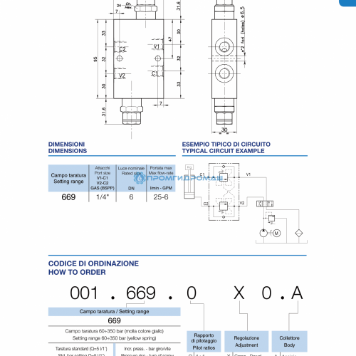 Клапан двустороннего действия с закрытым центром OWC-DE-001.463.GXO.A
